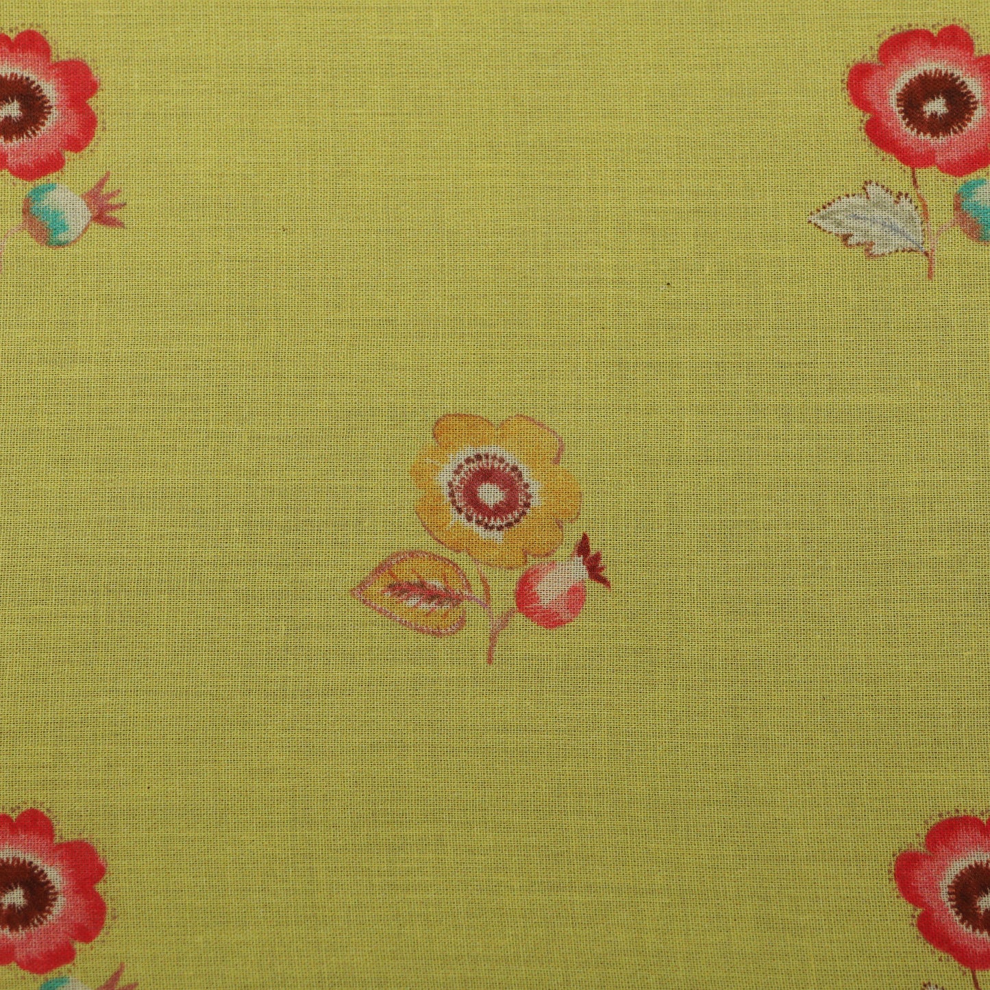 Yellow Color Cotton Printed Border Embroidery Fabric