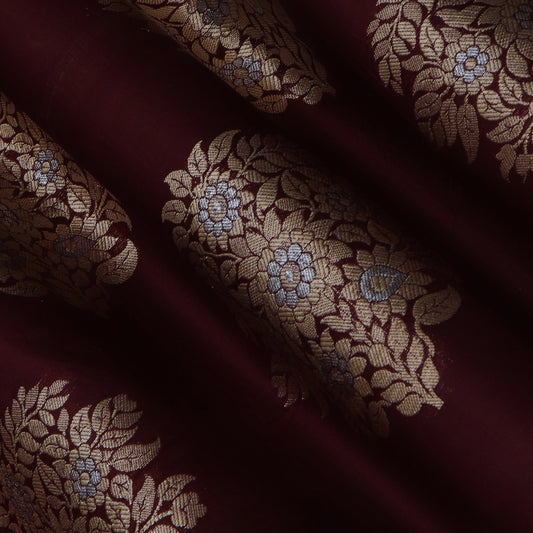 Wine Color Katan Brocade Fabric