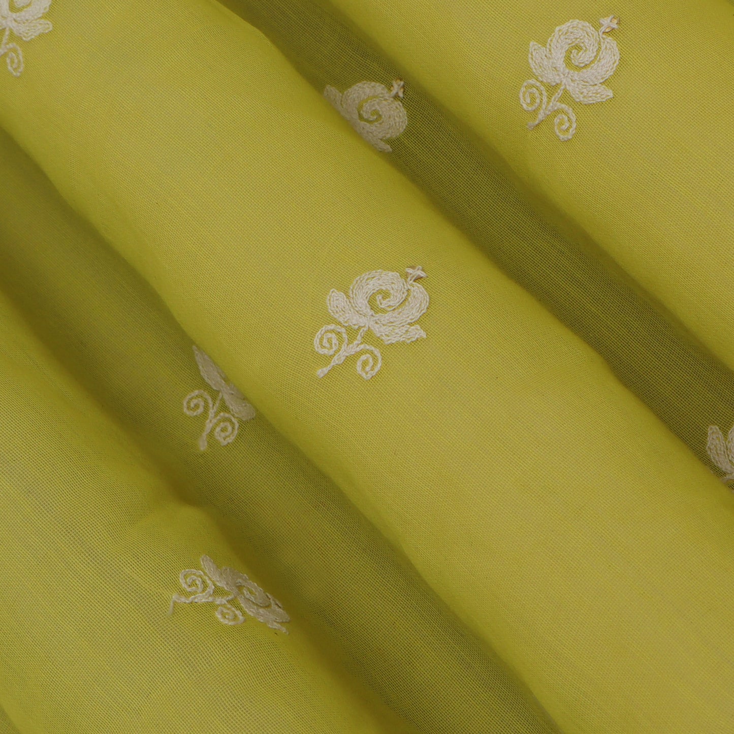 Yellow Color Chanderi Booti Fabric