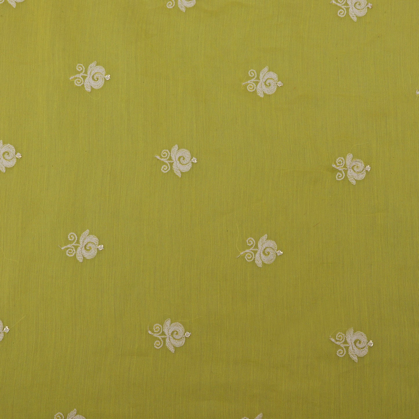 Yellow Color Chanderi Booti Fabric