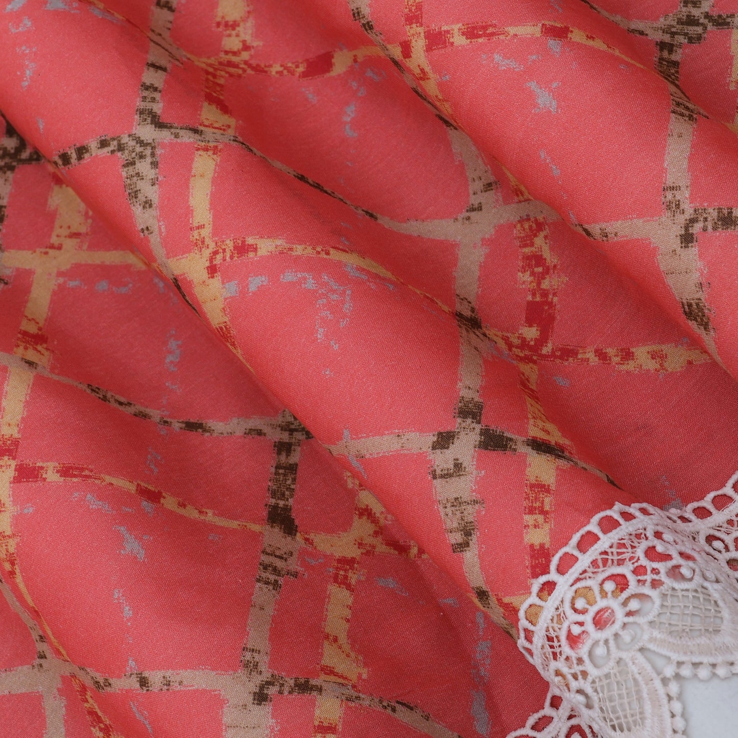 Light Pink Cotton Printed Border Embroidery Fabric