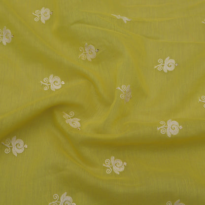 Yellow Color Chanderi Booti Fabric