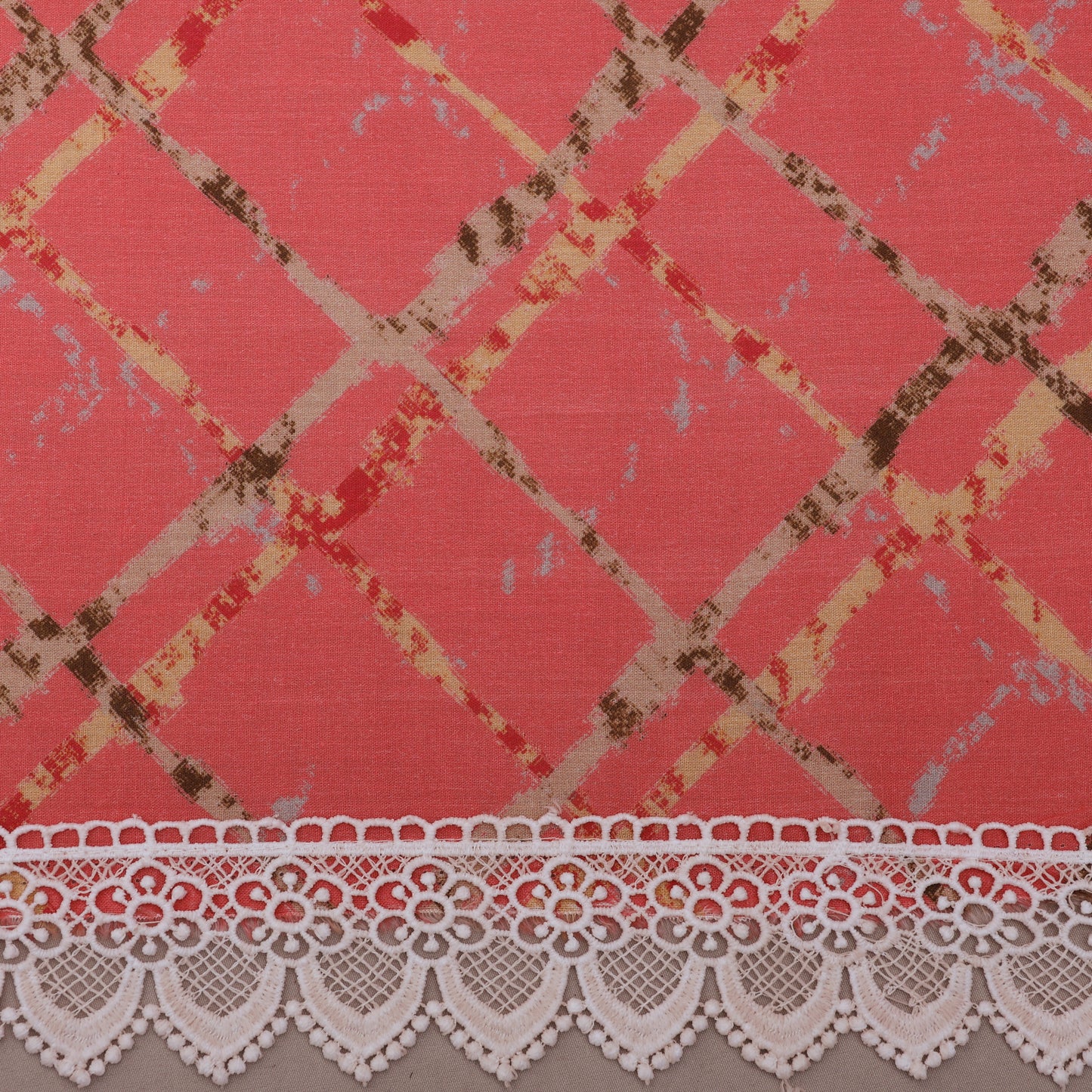Light Pink Cotton Printed Border Embroidery Fabric