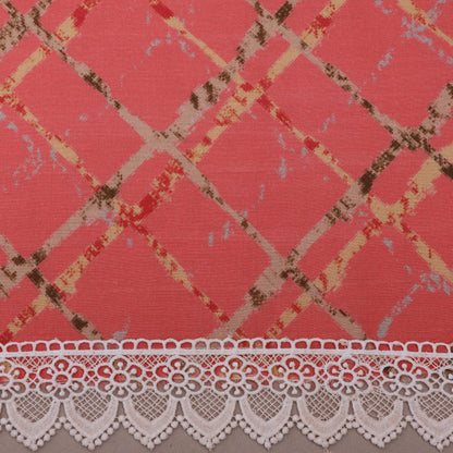 Light Pink Cotton Printed Border Embroidery Fabric