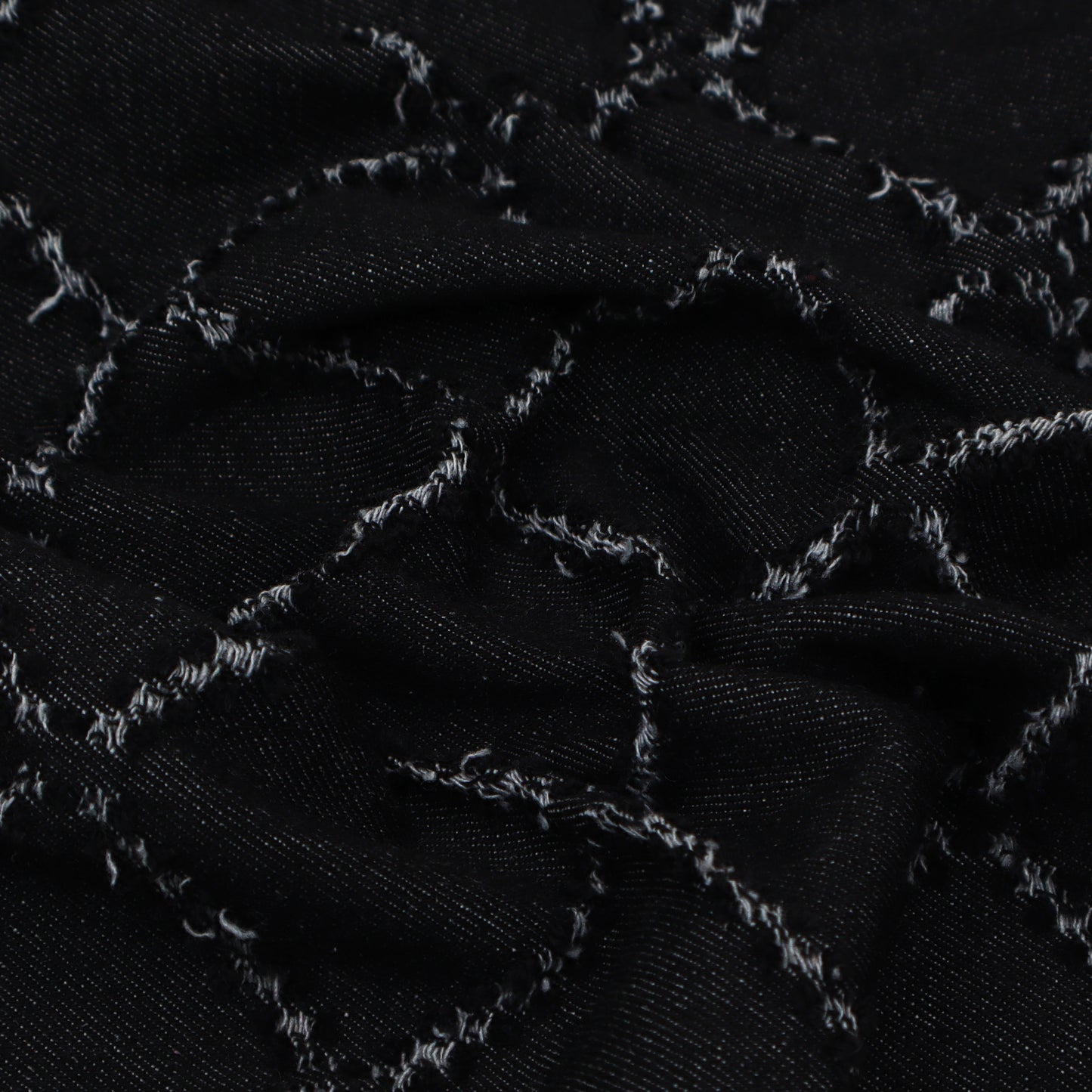 Black Denim Embroidery Fabric