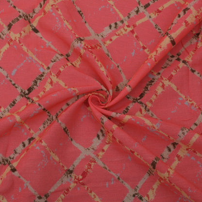 Light Pink Cotton Printed Border Embroidery Fabric