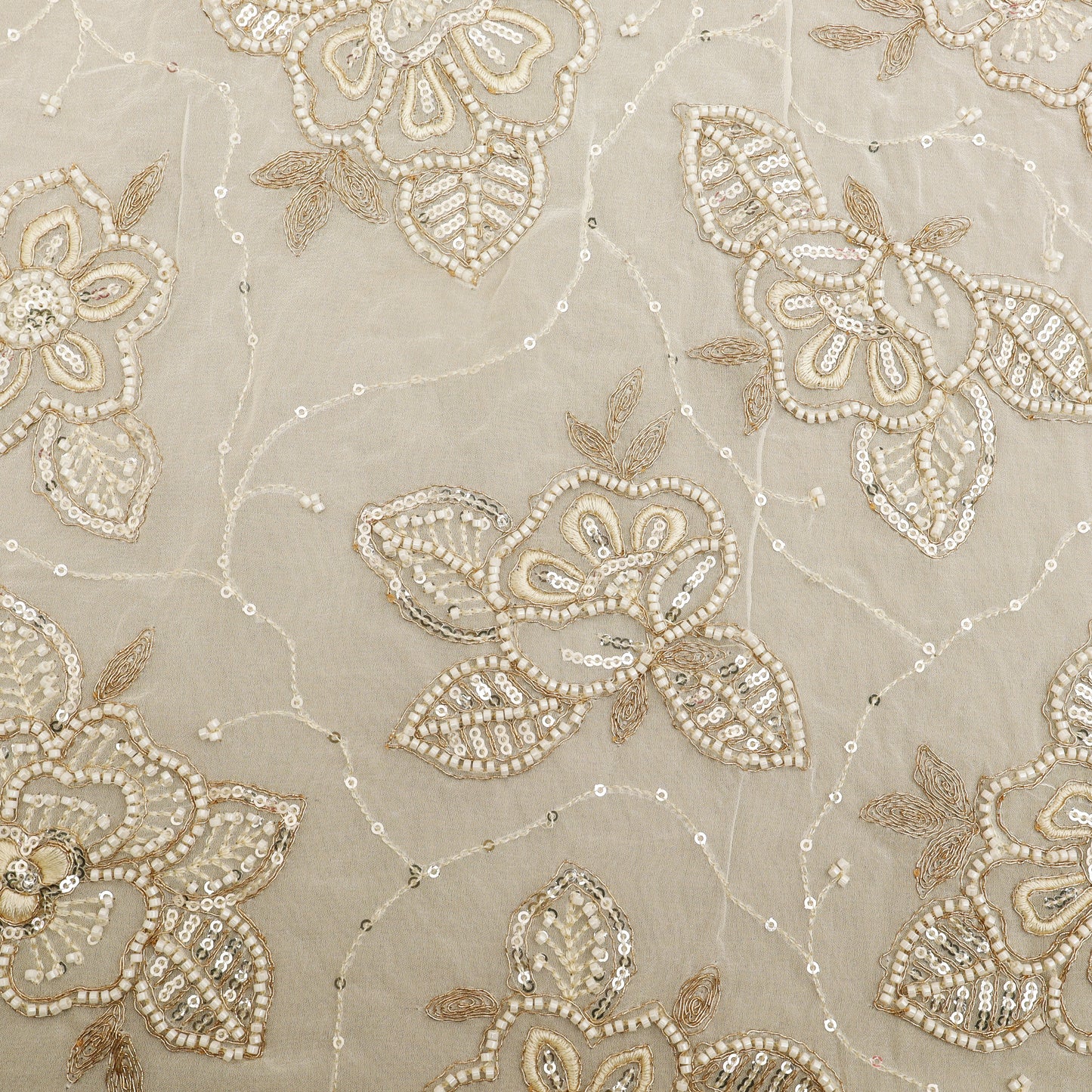 White Color Georgette Embroidery Fabric