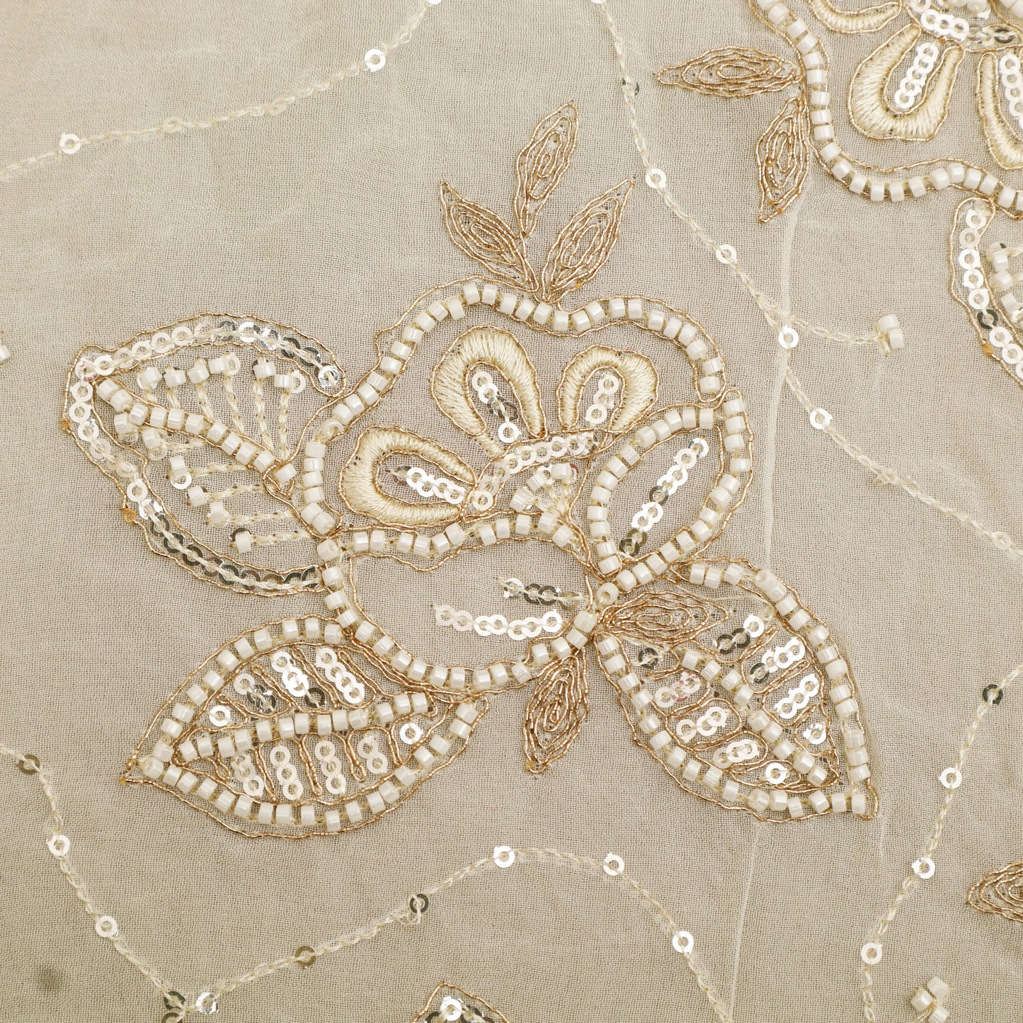 White Color Georgette Embroidery Fabric