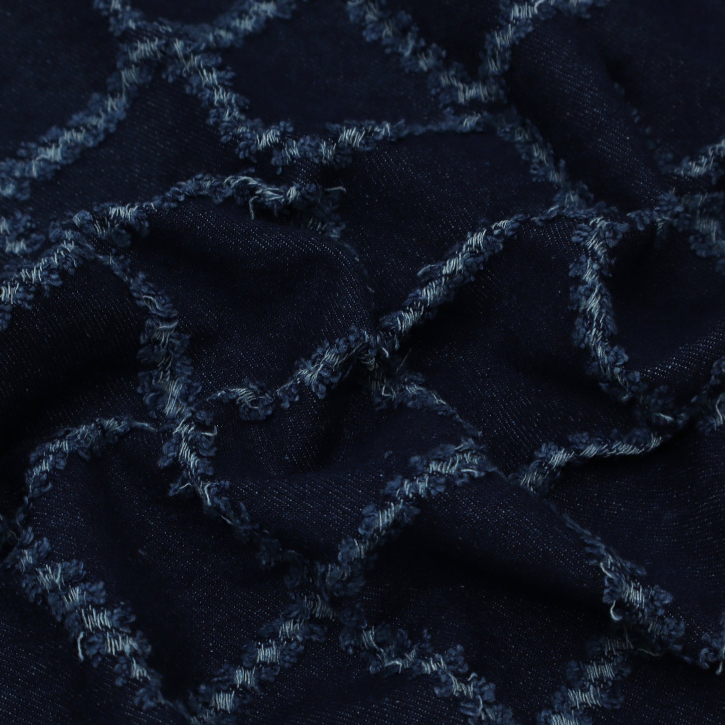 Navy Blue Denim Embroidery Fabric