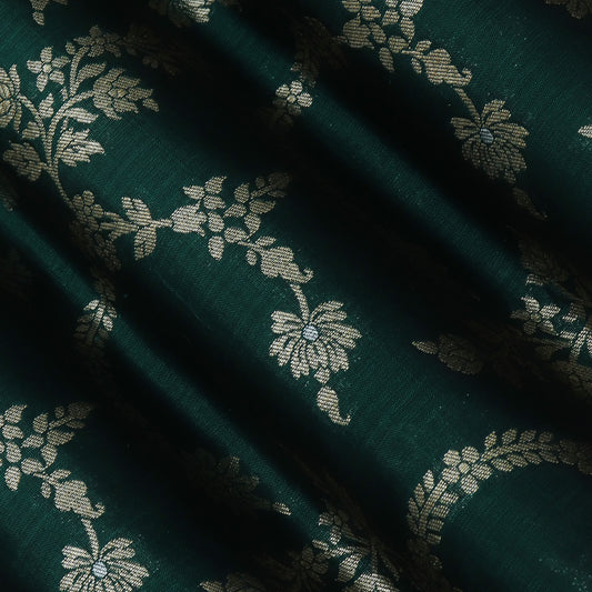 Bottle Green Color Brocade Fabric