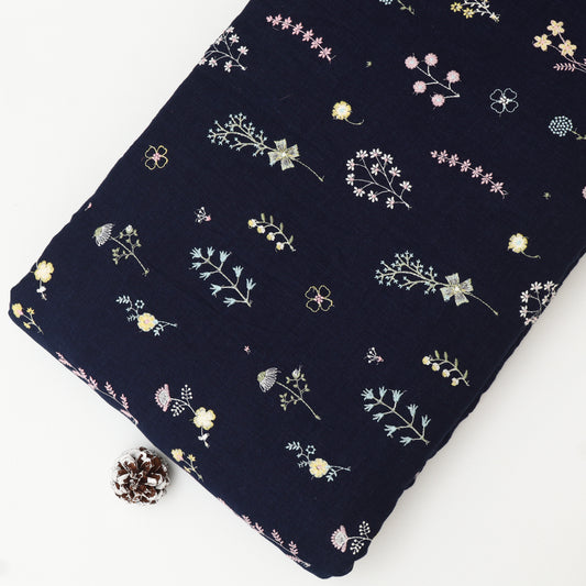 Denim Linen Embroidery Fabric