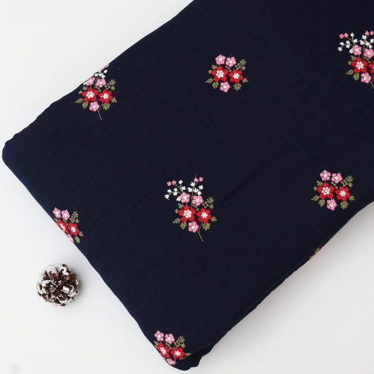 Denim Linen Embroidery Fabric