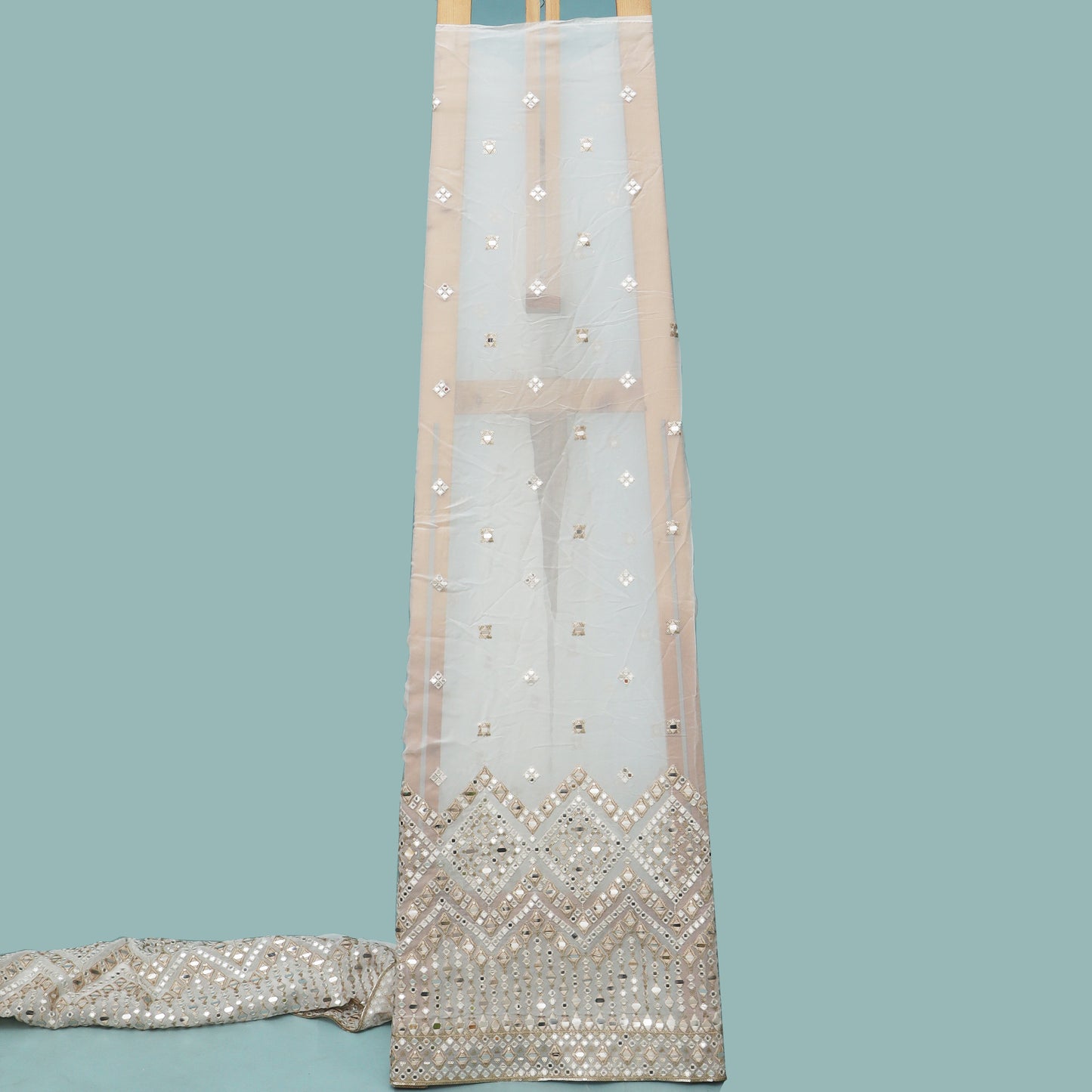 White Color Georgette Embroidery Fabric