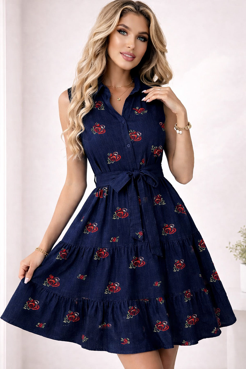 Denim Linen Embroidery Fabric
