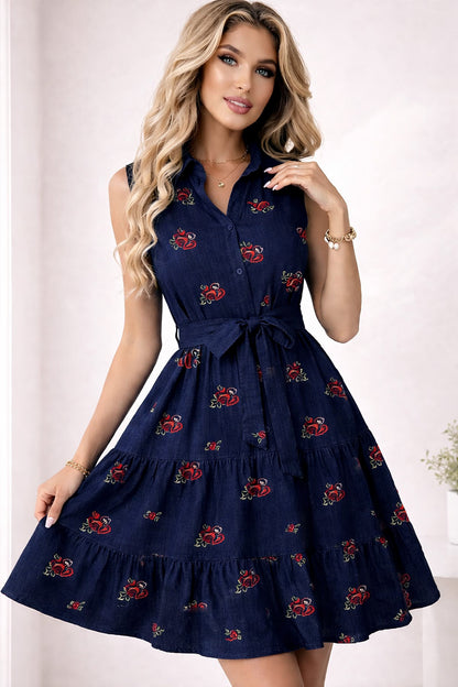 Denim Linen Embroidery Fabric