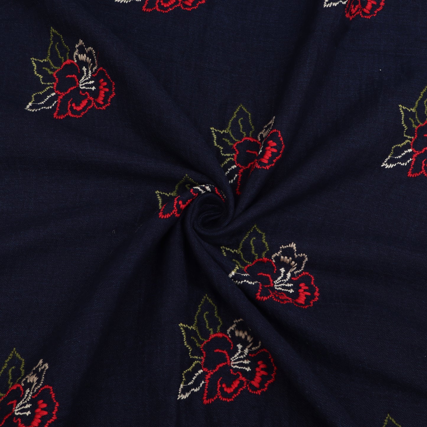 Denim Linen Embroidery Fabric