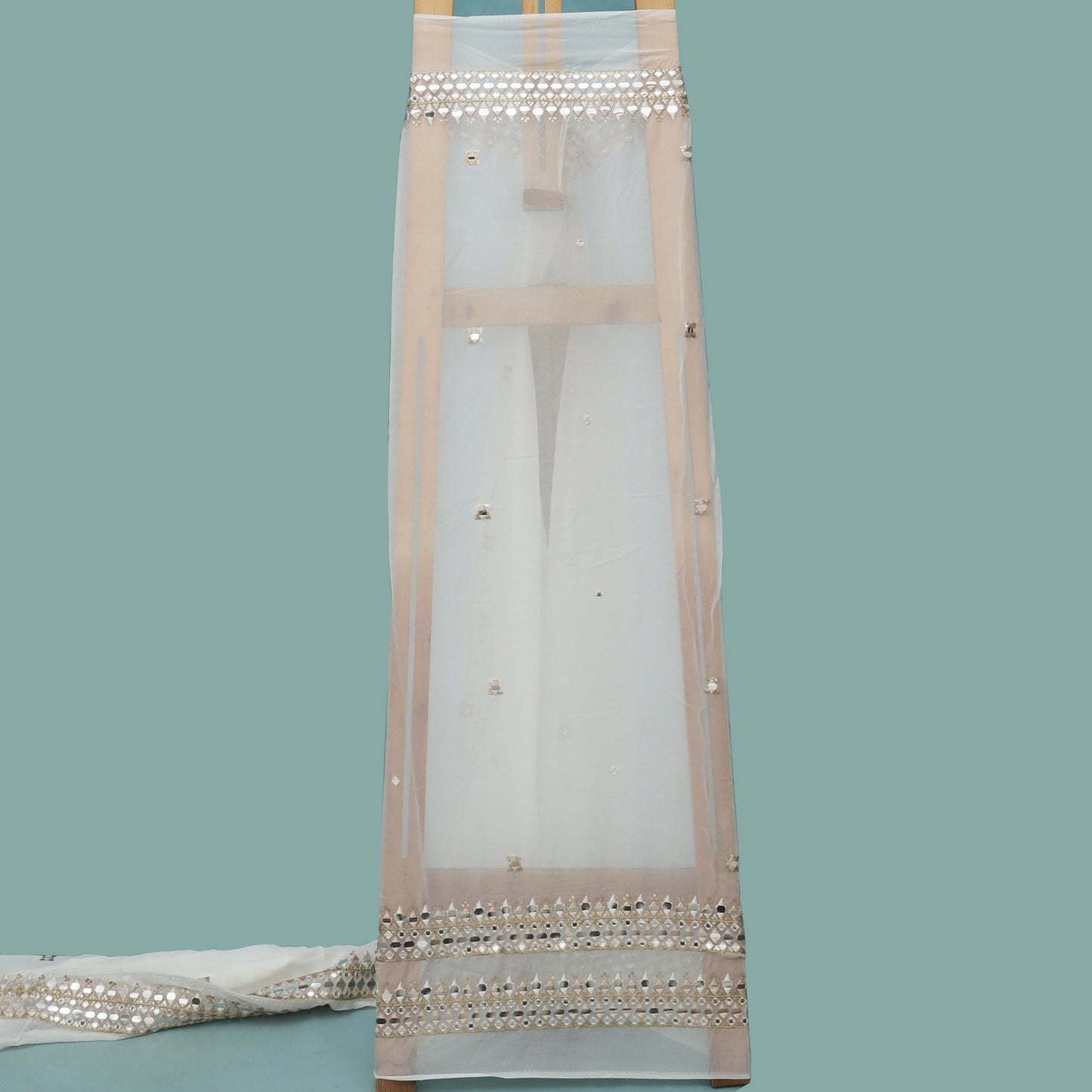 White Color Georgette Embroidery Fabric