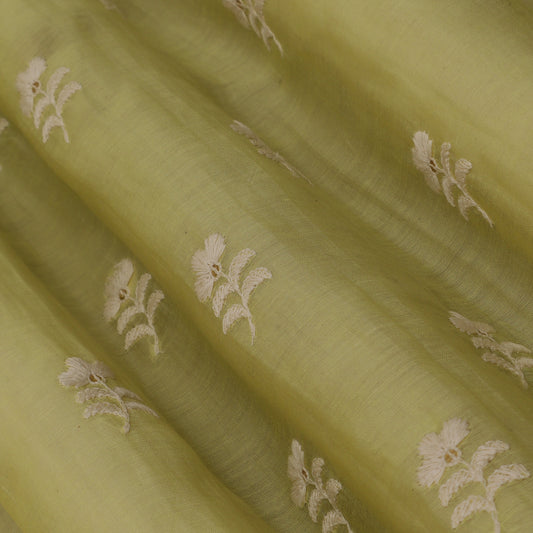 Lemon Color Chanderi Booti Fabric