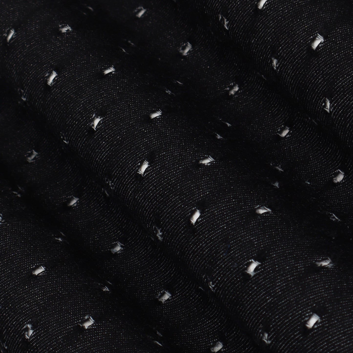 Black Color Denim Embroidery Fabric