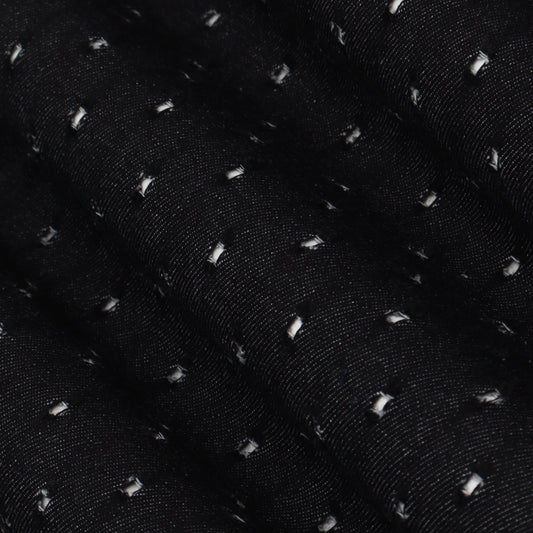 Black Color Denim Embroidery Fabric