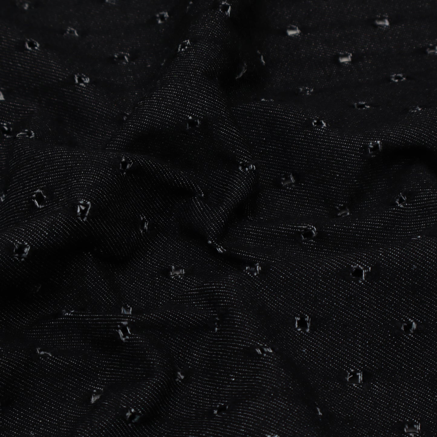 Black Color Denim Embroidery Fabric