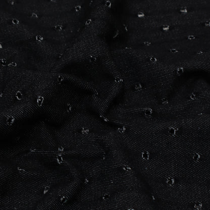 Black Color Denim Embroidery Fabric