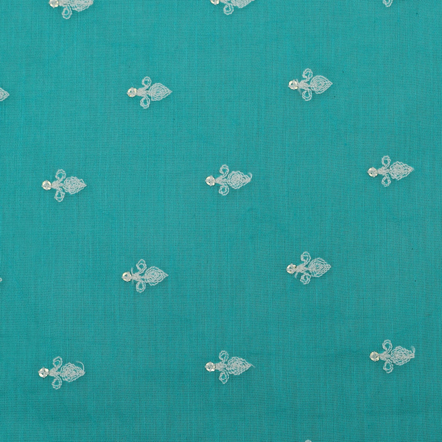 Rama Green Color Chanderi Booti  Embroidery Fabric