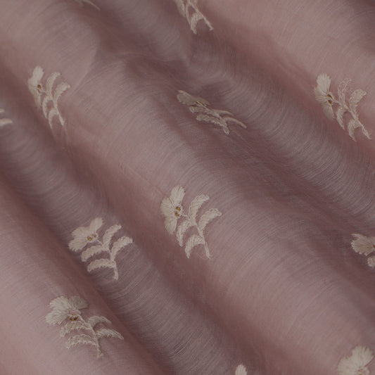 Pink Color Chanderi Booti Fabric