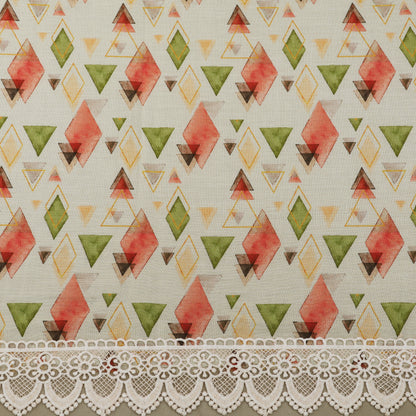 White Color Cotton Printed Border Embroidery Fabric