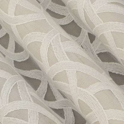 White Color Net Embroidery Fabric