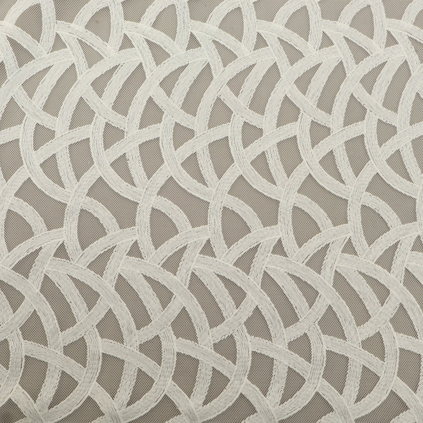 White Color Net Embroidery Fabric