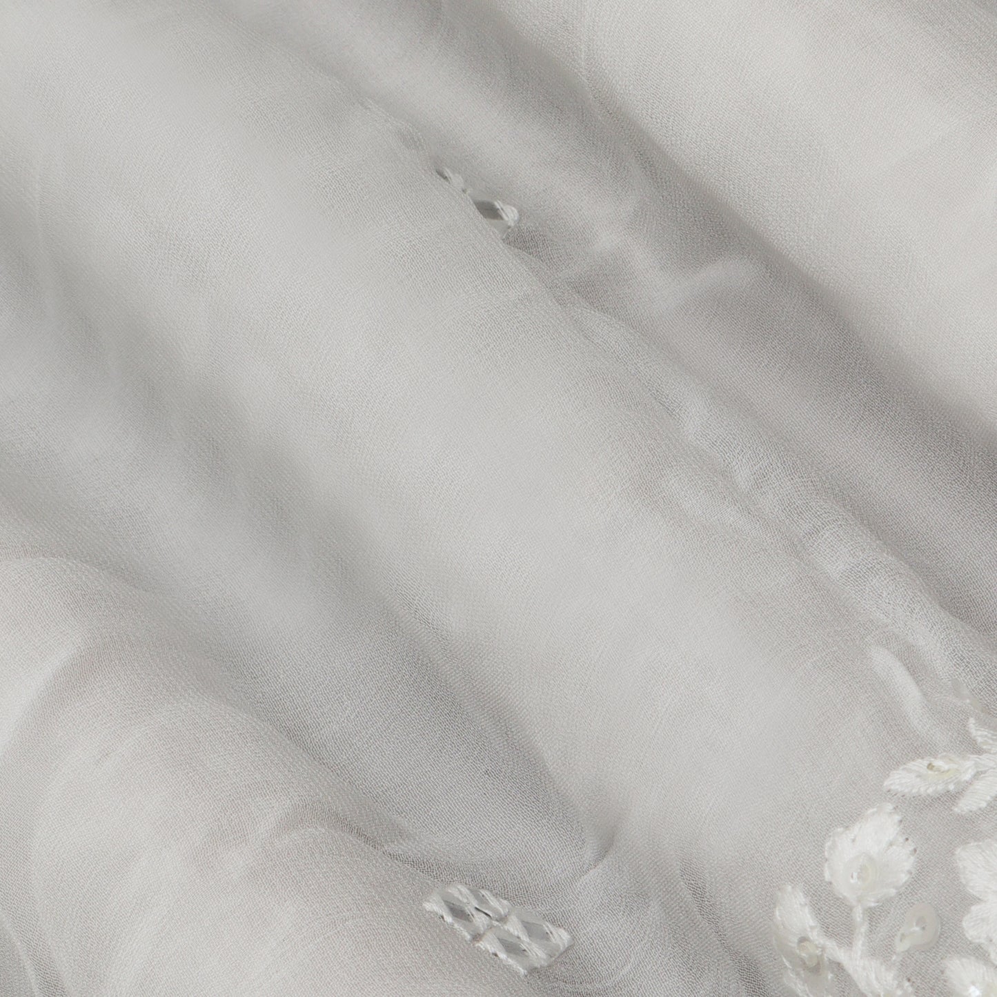 White Color Georgette Embroidery Fabric