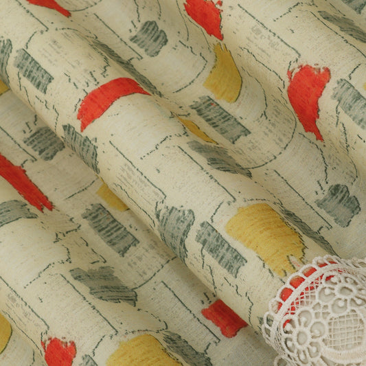 Cotton Printed Border Embroidery Fabric