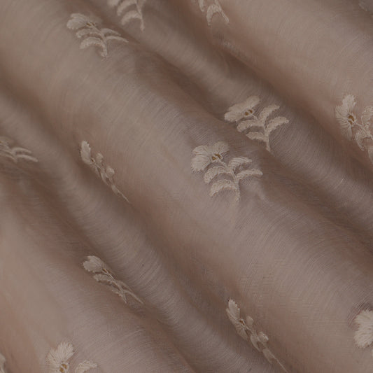 Peach Color Chanderi Booti Fabric