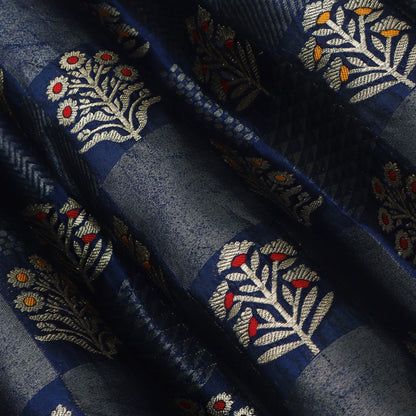 Royal Blue Color Brocade Fabric