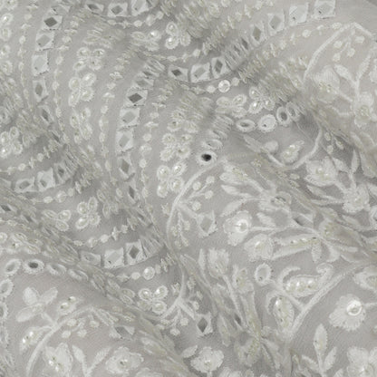 White Color Unstitched Lehenga Kali Fabric