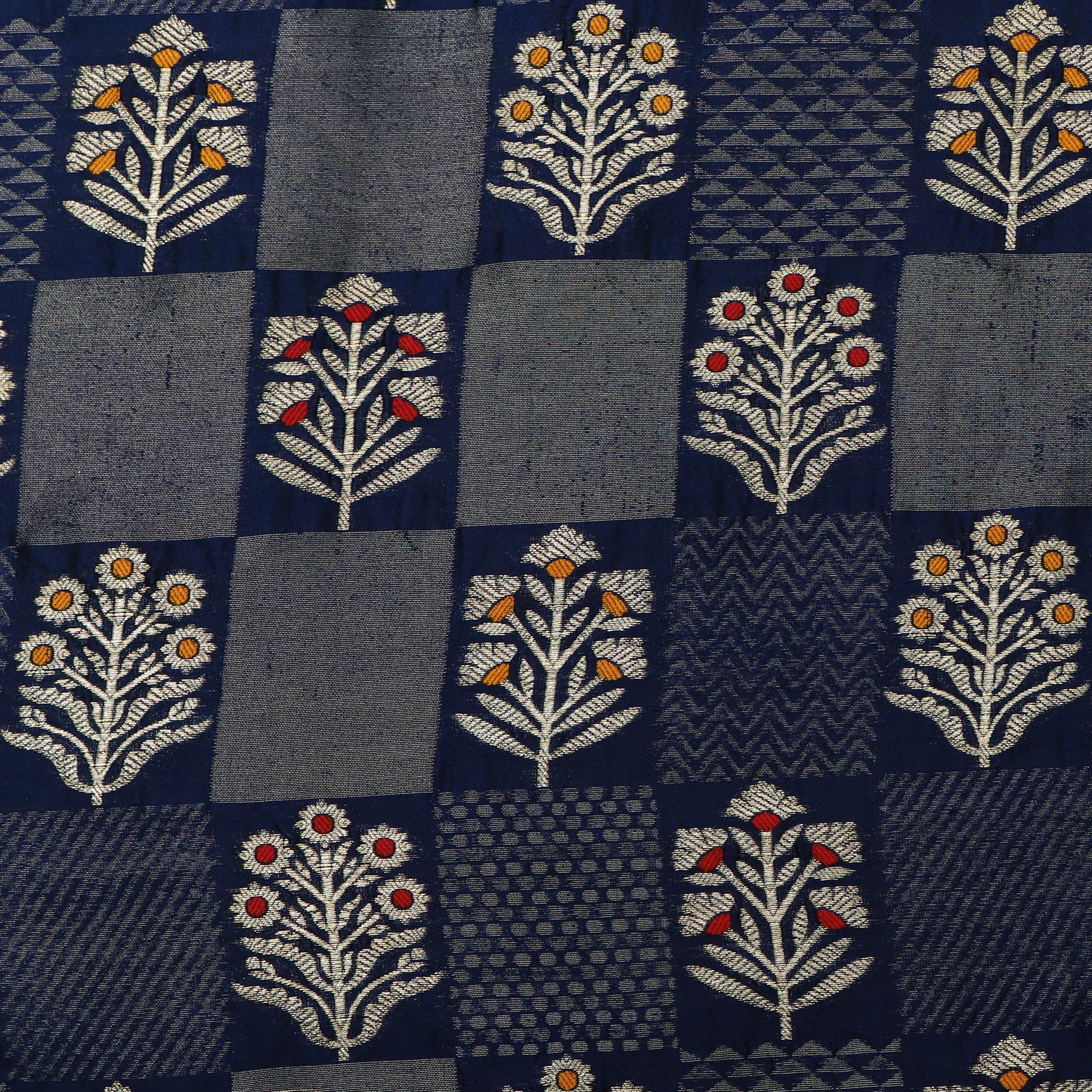 Royal Blue Color Brocade Fabric