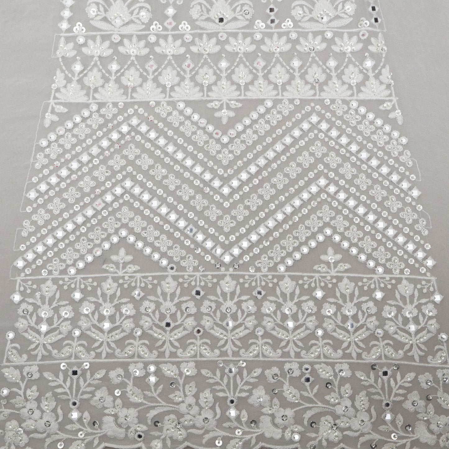 White Color Unstitched Lehenga Kali Fabric