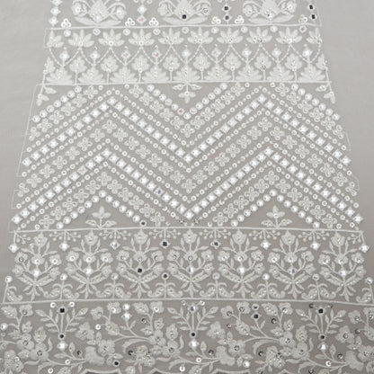 White Color Unstitched Lehenga Kali Fabric