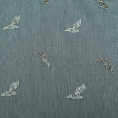 Sky Blue Color Chanderi Booti Fabric