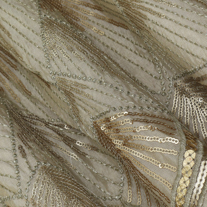 Beige Color Tissue Embroidery Fabric