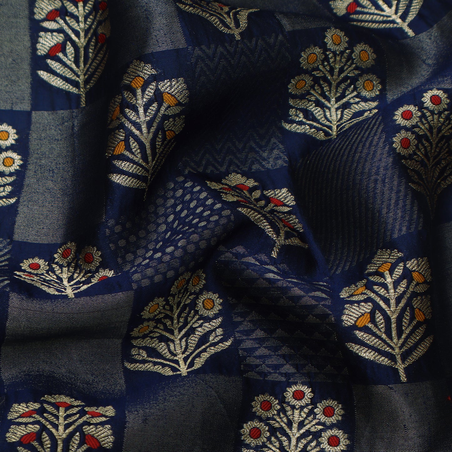 Royal Blue Color Brocade Fabric