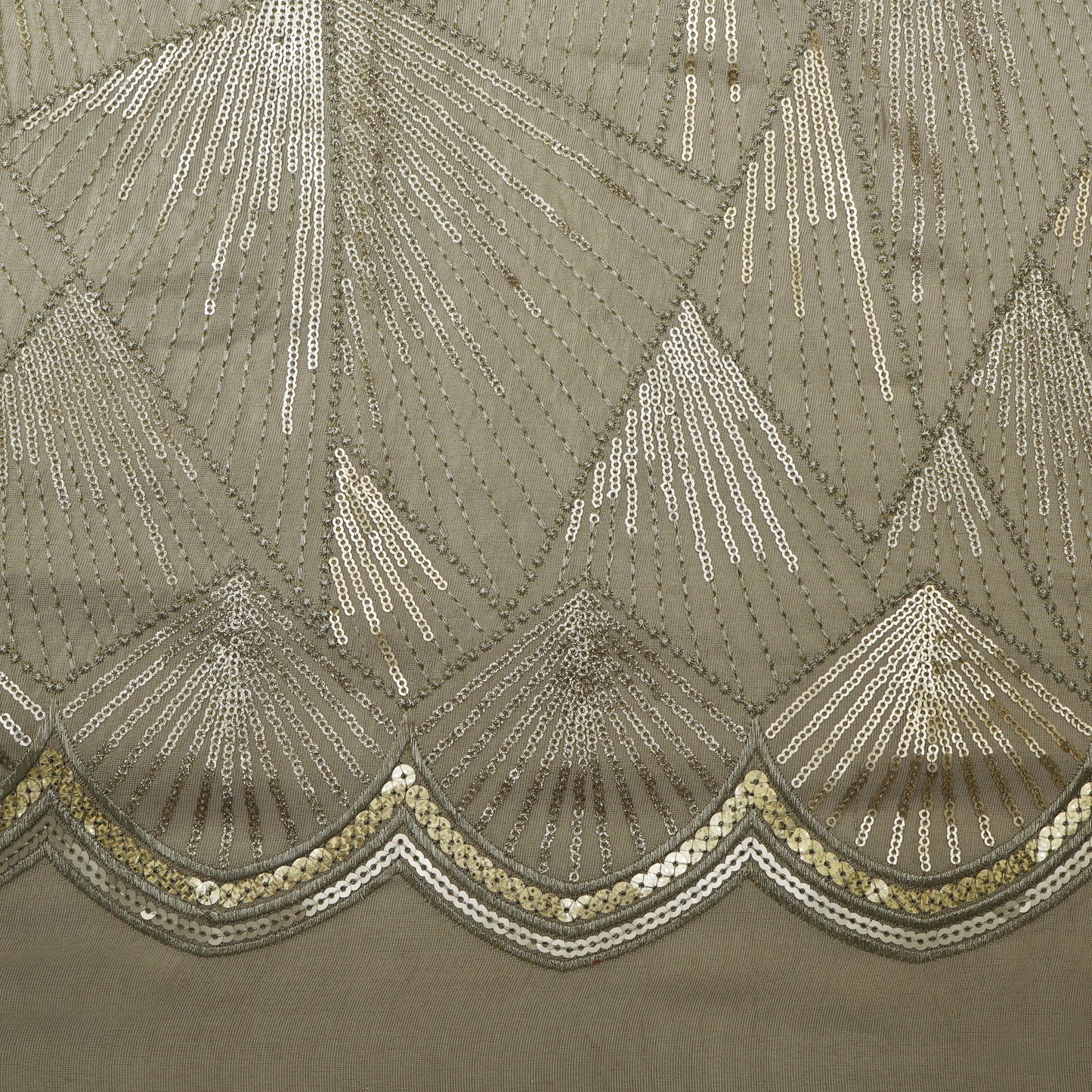 Beige Color Tissue Embroidery Fabric