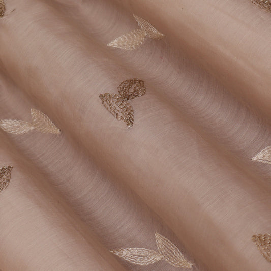 Peach Color Chanderi Booti Fabric
