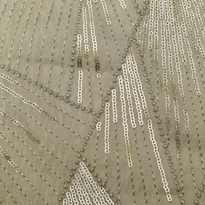 Beige Color Tissue Embroidery Fabric