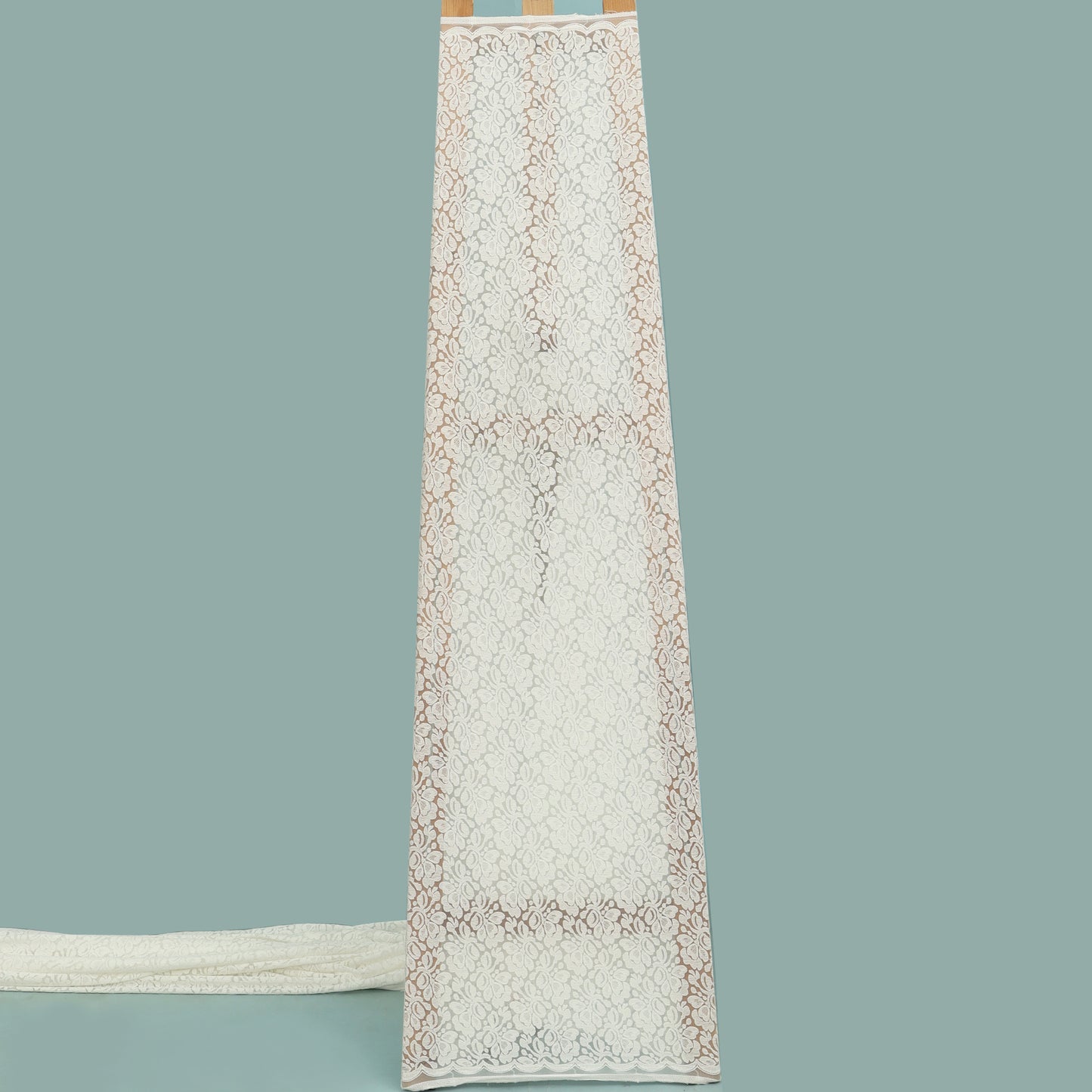 White Color Net Embroidery Fabric