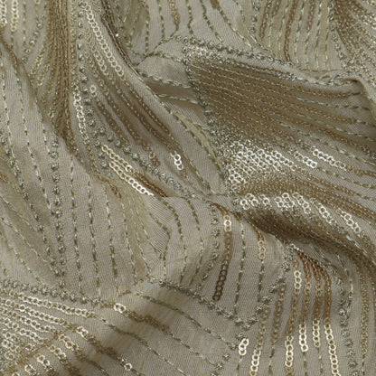 Beige Color Tissue Embroidery Fabric