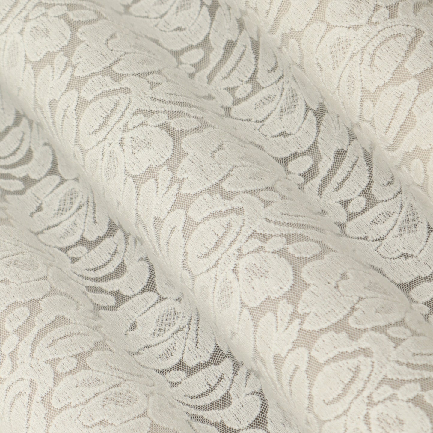 White Color Net Embroidery Fabric