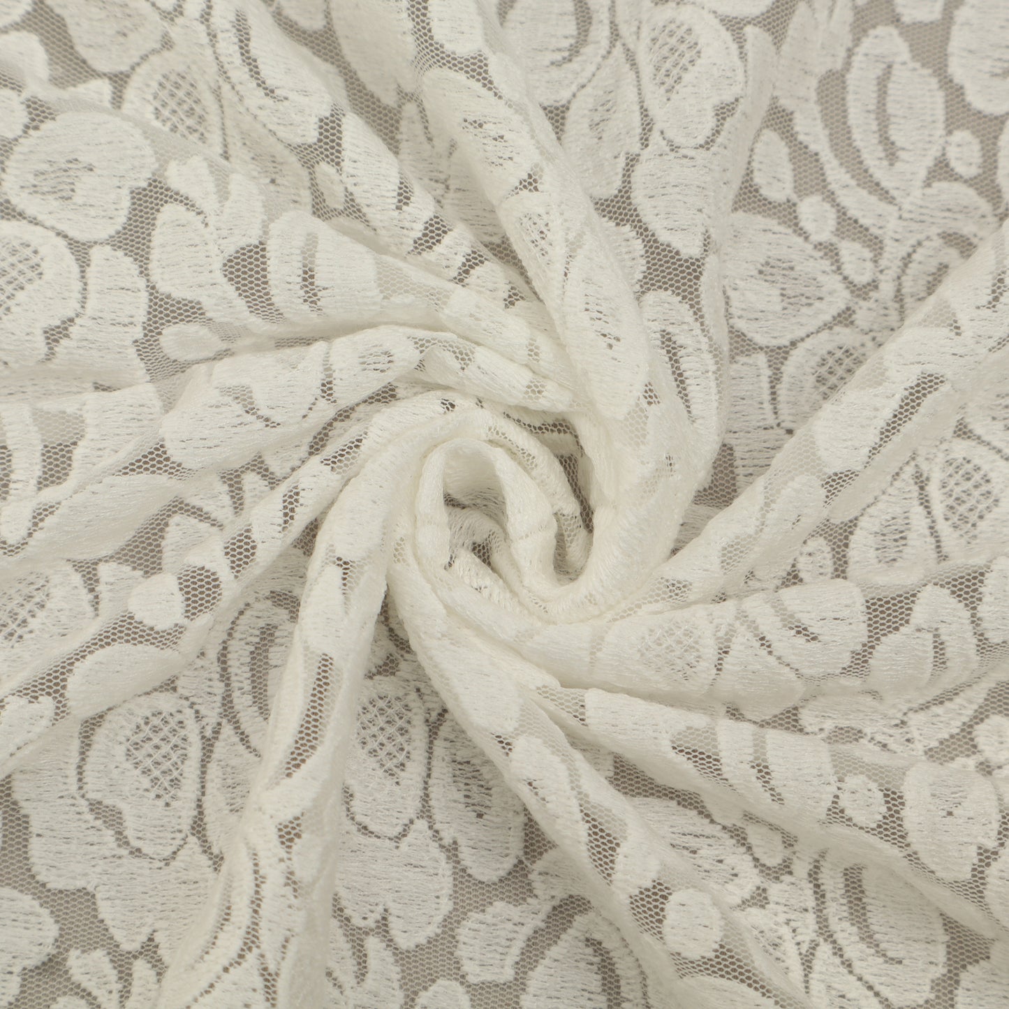 White Color Net Embroidery Fabric