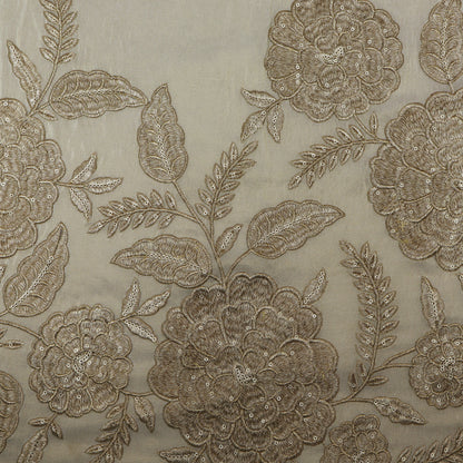 Beige Color Tissue Embroidery Fabric